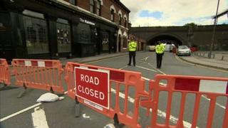 The cordoned-off scene at the weekend