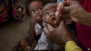 File photo of Somali baby being vaccinated against polio