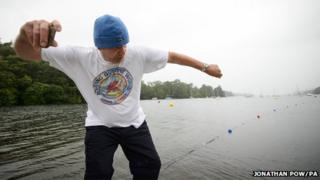 Current stone skimming world record holder Ron Long
