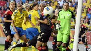 Sweden playing Germany at the recent UEFA Women's European Championship 2013