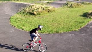 BMX rider on the Llynfi track