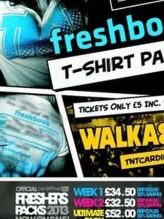 The fresher's week poster, with phrase about rape blurred out