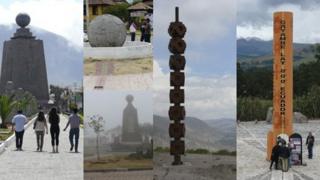 Monuments marking the middle of the Earth