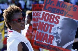 A marcher in Washington DC, 24 August