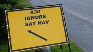 One of the temporary road signs