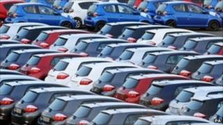 new cars in parking lot