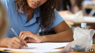 Student taking a GCSE exam