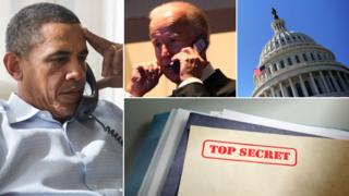 Barack Obama, Joe Biden, Capitol building and a confidential document
