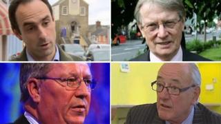(Gyda'r cloc) Christopher Salmon, Alun Michael, Winston Roddick ac Ian Johnston