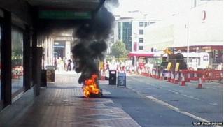 Fire in street