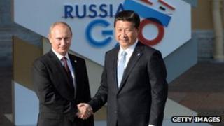 Russian President Vladimir Putin with China's Xi Jinping