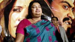 In this photograph taken on December 17, 2002, Indian author Sushmita Banerjee poses at a press conference announcing the launch of the movie "Escape From Taliban" in Mumbai