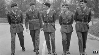 Edward Loden (second from right) with four other members of the 1st Parachute Battalion Group in 1968
