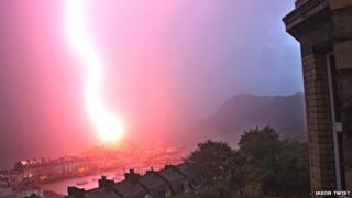 Lightning strike, Ilfracombe, September 2013