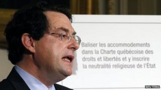 Bernard Drainville, Quebec's Minister of Democratic Institutions, speaks during a news conference to present the Quebec Charter of Values in Quebec City, 10 September 2013