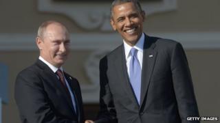 Vladimir Putin and Barack Obama at the G20 in St Petersburg on 5 September 2013