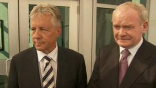 Peter Robinson and Martin McGuinness gave their responses to the Omagh decision in New York