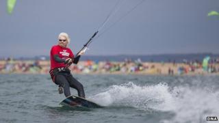 Sir Richard Branson kitesurfing