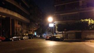 Deserted street at night-time in Cairo