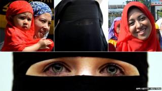 Composite image of Muslim women wearing headscarves