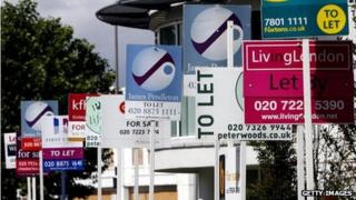 Rental signs outside property