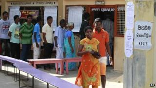 File photo: voters at a polling station during the northern provincial council election in Jaffna, Sri Lanka, 21 September 2013