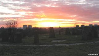 Sunset at the Sighthill stone circle