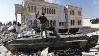 Free Syrian Army soldier following clashes in Azaz, 19 Sept