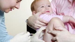 16-month-old child being given the MMR jab