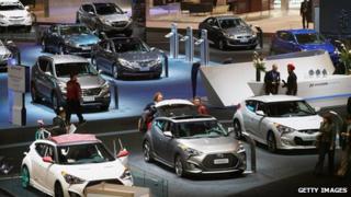 Hyundai cars on display
