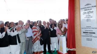 Bangladesh Prime Minister Sheikh Hasina inaugurates the opening phase of the 2,000 megawatt nuclear power plant in Pabna