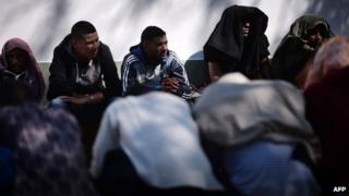 Syrians detained in a refugee centre in the Bulgarian town of Elhovo