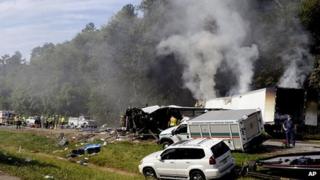 Scene of crash in Tennessee. 2 Oct 2013
