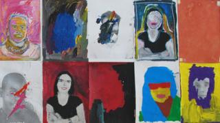 Pictures on a school wall in Marseille, France