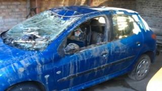 Damaged Peugeot 206 after accident