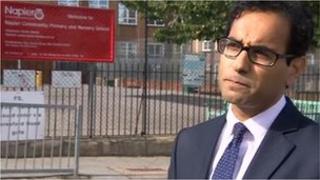 Rehman Chishti MP outside school