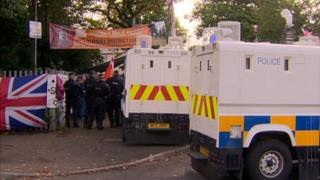 There has been a large security presence on the Woodvale Road in north Belfast