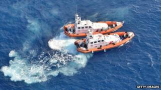 Italian coastguard boats near Lampedusa, 9 Oct 13