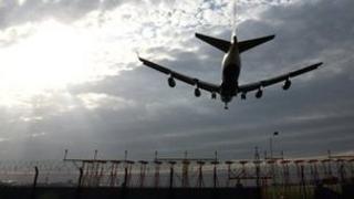 Plane landing at airport