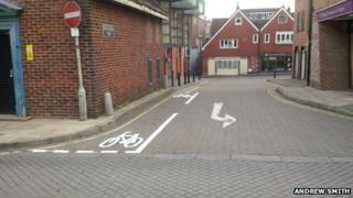 Cycle lane in Winchester