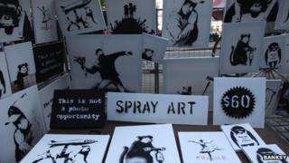Bansky canvasses on sale in New York