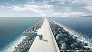 An artist's impression of how the lagoon in Swansea could look