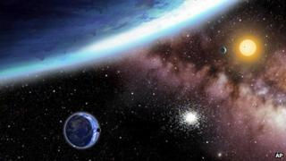 Undated artist rendering of Kepler-62e and Kepler-62f, discovered using Nasa's Kepler telescope