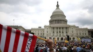 Tea Party activists rally at the US Capitol on June 17