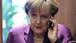 Angela Merkel uses mobile phone. (File image)