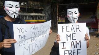 Файл фотографии протеста против интернет-цензуры в Бангалоре
