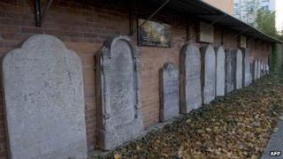 Tombstones in a cemetery