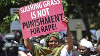 Women protesting against sentence for rapists, Nairobi (31 October)