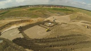 Construction vehicles at the Priors Hall Park development