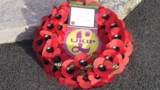 UKIP wreath, Plymstock memorial, November 2013
